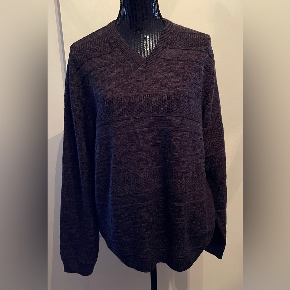 Vintage Porto Bello By Grace Ck Dark Plum V-Neck Sweater